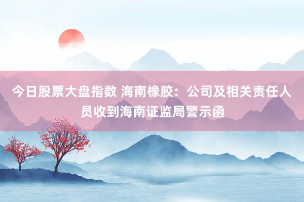 今日股票大盘指数 海南橡胶：公司及相关责任人员收到海南证监局警示函